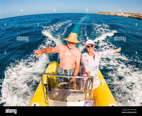 couple of two senior and mature people having fun and enjoying together ...