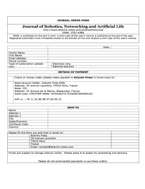 Fillable Online jrnal-journal order form Fax Email Print - pdfFiller
