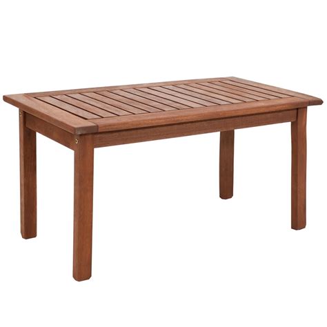 Sunnydaze 35.5 in Meranti Wood Rectangular Patio Coffee Table, Color ...