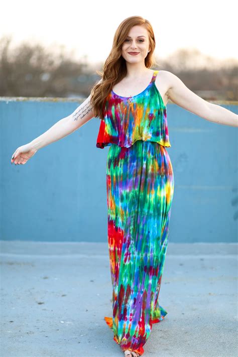Tie Dye Dress - Women's Tie Dye Maxi Dress - Tye Dye Dress - Bohemian ...