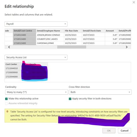 Failed to apply security filter in both directions - Microsoft Fabric ...