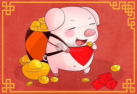 2019猪宝宝聚福插画图片下载-正版图片400755905-摄图网
