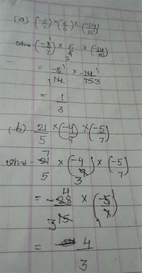Evaluate in rational number in its lowest form. With solution(a). -3/7× ...
