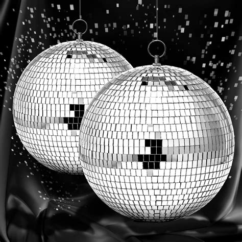 1 Pack Large Disco Ball Silver Hanging Mirror Disco Ball Reflective ...