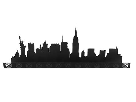 New York Skyline Silhouette With Statue Of Liberty