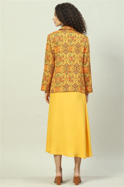 Mustard Rayon 2 Piece Set at Biba India