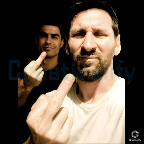 Messi Ronaldo Middle Finger Selfie Funny Meme Style Png - CreativeLify