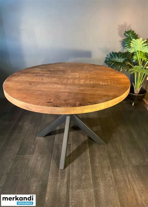 Table Round Wood Solid Wood Dining Table Mango Wood Ø 150 cm Kitchen ...