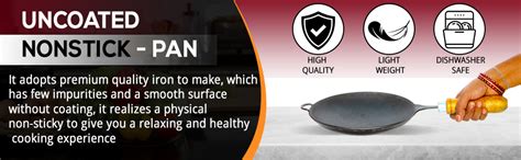 MYNAKSHA Iron Traditional Appam Pan with Wooden Handle/Appam Tawa/Iron ...