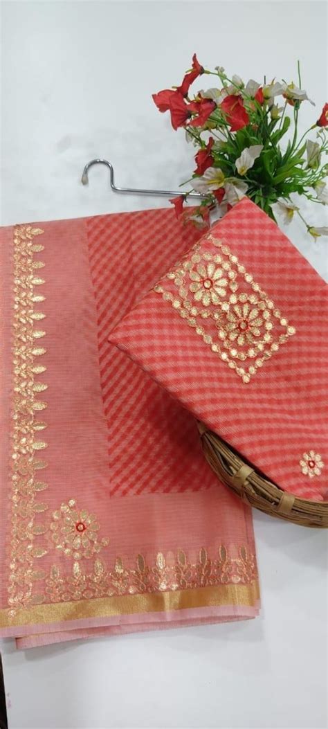 Kota Doria Cotton 3 pc Salwar Suit - Gota Patti - Leheriya.com