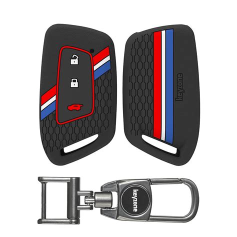 Keyzone striped silicone key cover & keychain for MG Hector, Windsor E