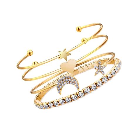 Fashion Frill Bracelet For Women Star Moon Design AD Studded Multi ...