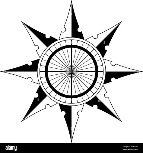 Wind rose or Compass rose abstract vector. Eight directions. In Example ...