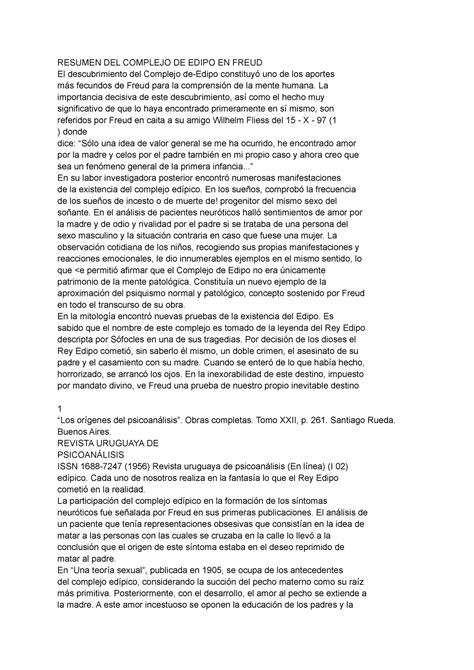 Complejo de Edipo - Apuntes de clases - RESUMEN DEL COMPLEJO DE EDIPO ...