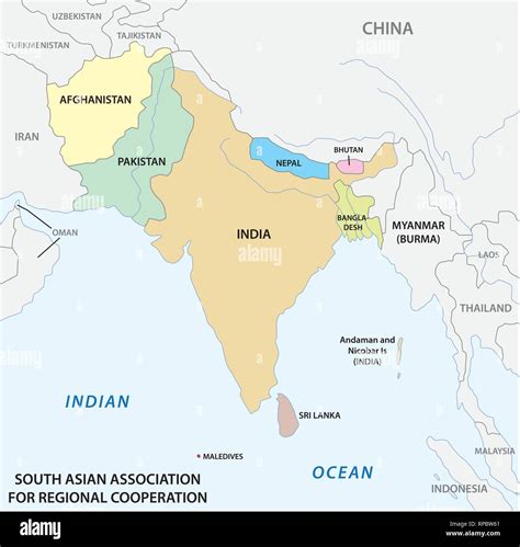 South Asian Association for Regional Cooperation (SAARC) vector map 2 ...