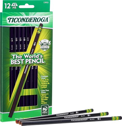 Dixon Ticonderoga Wood-Cased #2 Pencils, Box of 12, Black (13953 ...
