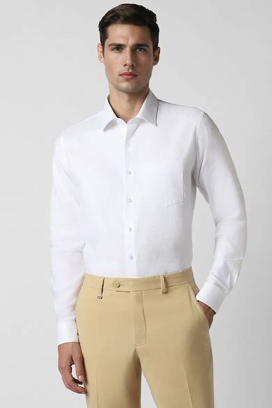 Buy Men White Slim Fit Textured Full Sleeves Wedding Shirt Online ...