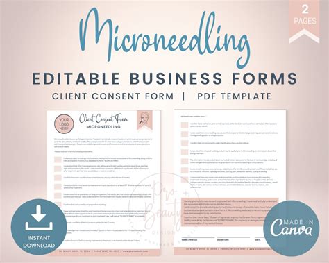 Buy Editable Microneedling Client Consent Forms, Business Forms for ...