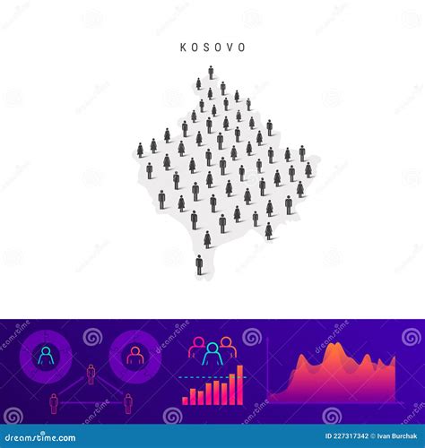 Kosovo People Map. Detailed Vector Silhouette. Mixed Crowd of Men and ...