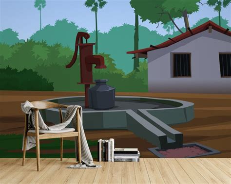 Hand Pump in Indian Villages Wallpaper Mural - Magicdecor®