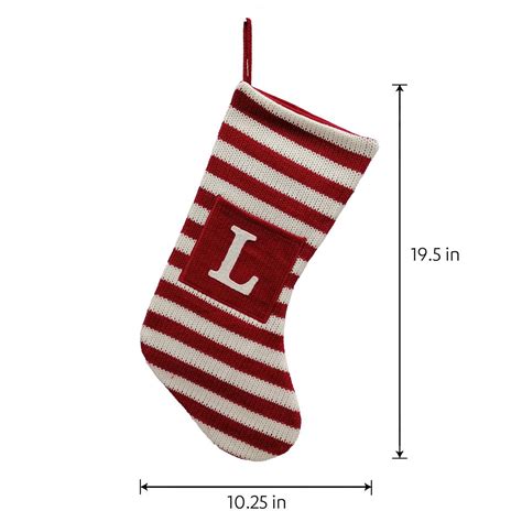 Red White Striped Monogram Knit Stocking L | Christmas Indoor Decor ...