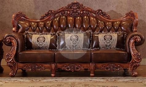 Buy Royal Antique Brown Carved Sofa Set 6 Seater Online at woodentwist ...