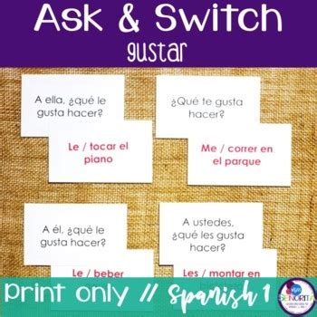 Spanish Speaking Activity with Gustar and Verbs by Miss Senorita