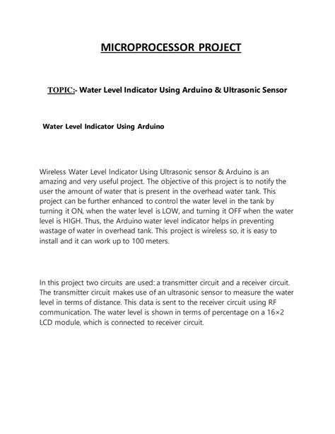 Image result for Project On Simple Water Level Indicator