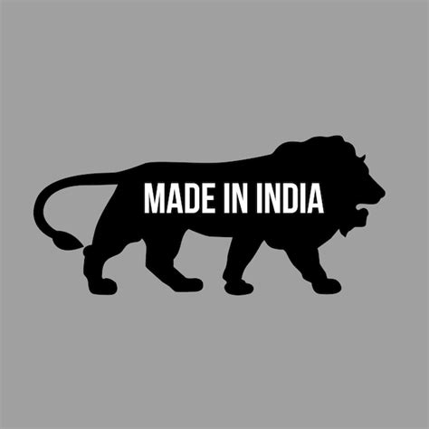 Made in india sticker for indian products with lion silhouette icon ...