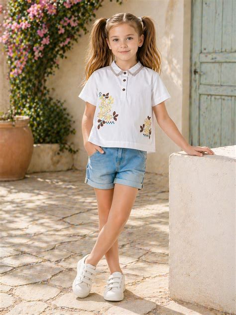Shop Elle Girls White Embroidered Flared Top Online – Iconic India