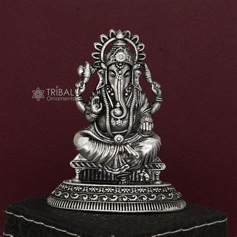 2.5" Divine 925 Sterling silver Lord Ganesh Idol, Pooja Articles ...