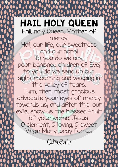 Hail Holy Queen Prayer Printable