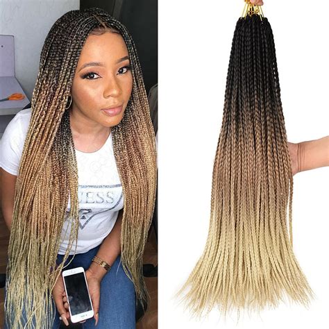 Ombre Box Braids Crochet Braids Braiding Hair Weave 22Strands High ...