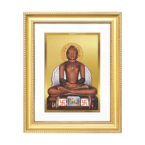 Lord Mahavira | Jain Tirthankara Wall Mount Photo Frame in 24K Gold Pl ...