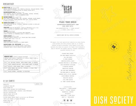 Menu at Dish Society restaurant, Katy, Commercial Center Blvd b350