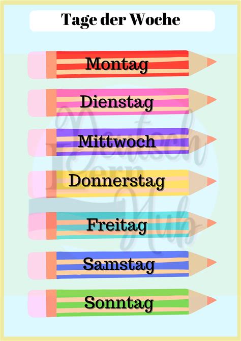Mash > Tage der Woche. Days of the Week Poster in German