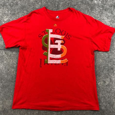 St Louis Cardinals Shirt Men XL Red Graphic MLB Big Logo Short Sleeve ...