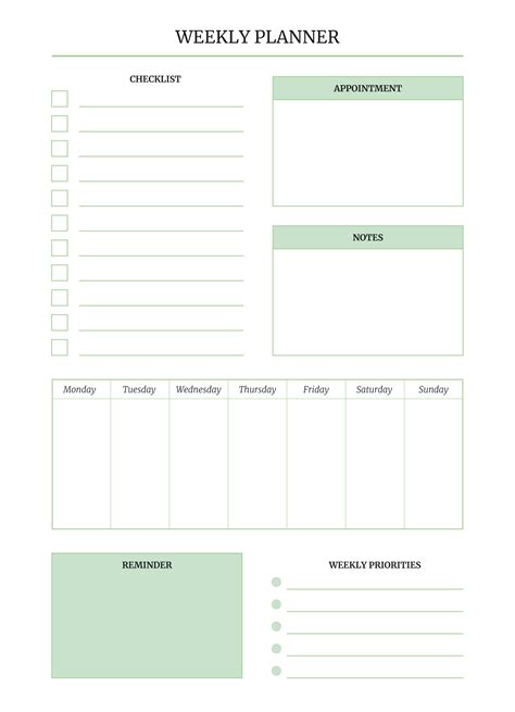 Free Windows Printable Weekly Planner
