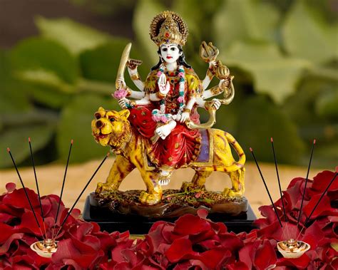 Buy Kartik Indian Hand Carved Hindu Goddess Durga Ma Resin Idol Statue ...