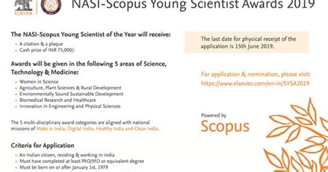 NASI-Scopus Young Scientist Awards 2019 in Life Sciences | Cash Prize ...