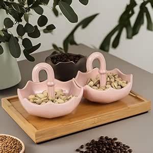 Buy KAOLINITE Set of 2 Umbrella Shape Ceramic Snack Platters | Dry ...