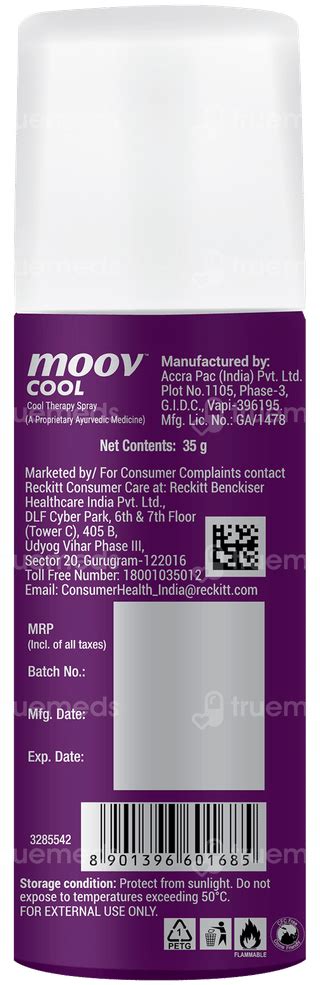 Moov Cool Spray 35gm - Uses, Side Effects, Dosage, Price | Truemeds