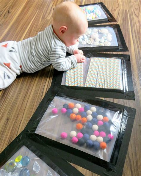 These sensory plates are just genius! Right on the floor where baby can ...