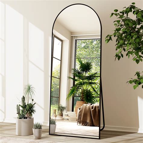 GLSLAND 26" x 71" Arched Full Length Mirror - Black Full Body Mirror ...