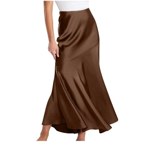 BZGTZT Women's Satin Elastic High Waisted Maxi Skirt 2025 Trendy Summer ...