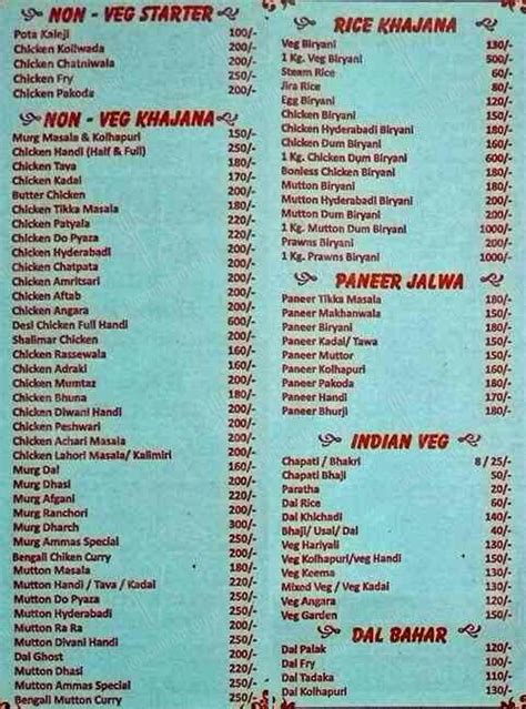 Menu at Amma's Kitchen, Mumbai, Shop Number 34