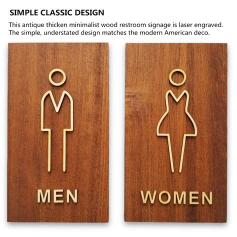 Runningfish Antique large size Men's and Women's Bathroom Sign thicken ...