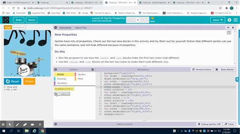 Code.org Lesson 26 Edge Sprites 的图像结果