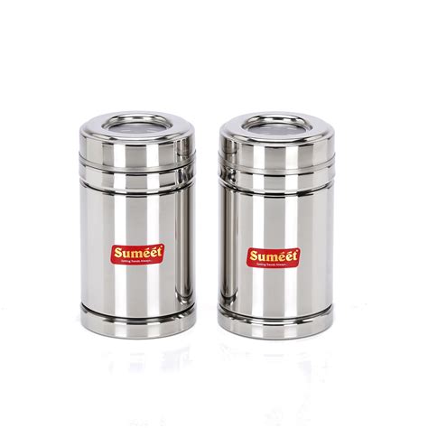 Stainless Steel Circular Vertical Container Set with Lid – Sumeet Cookware