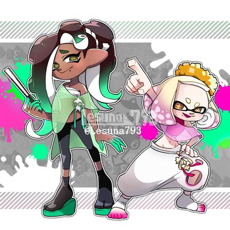 marina, shiver, pearl, and frye (splatoon and 2 more) drawn by lesuna ...